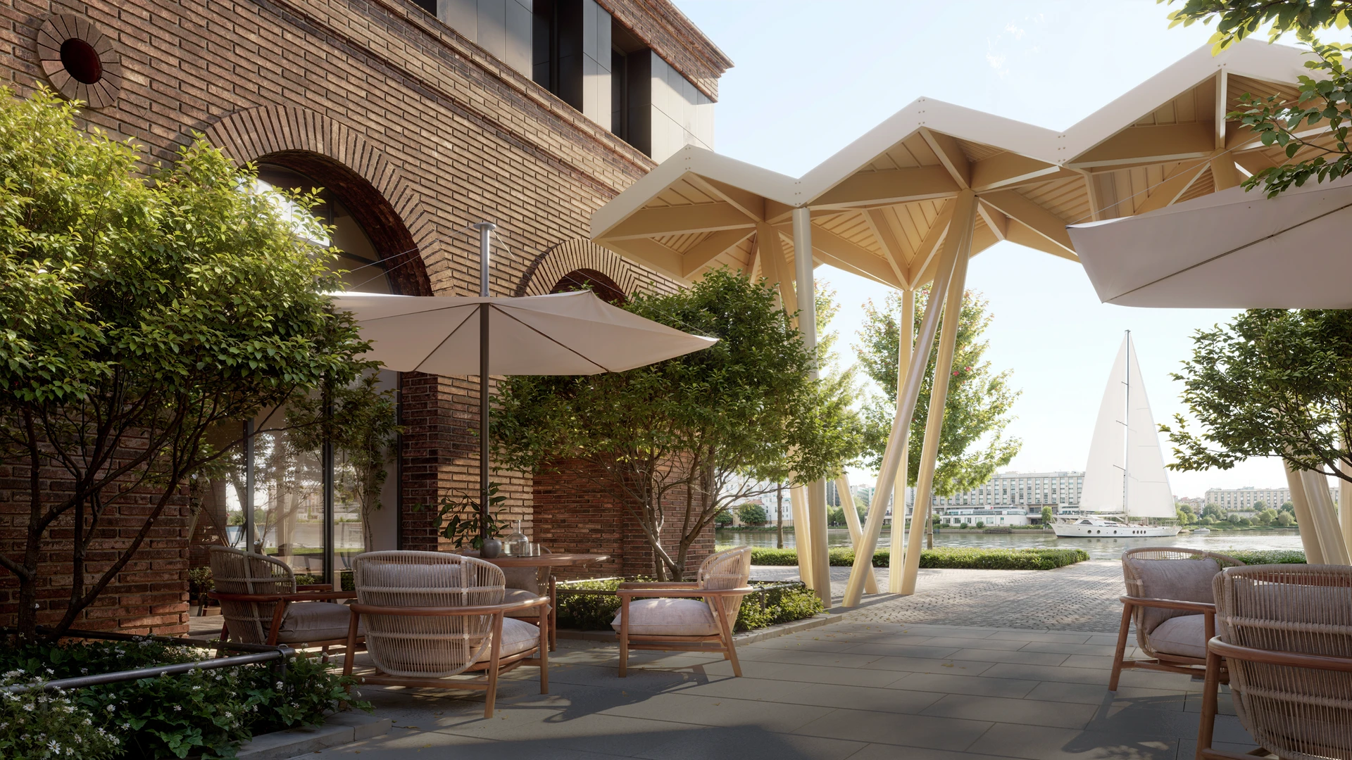 жилой комплекс и городское общественное пространство (рендер)